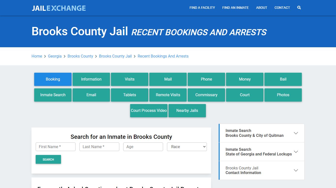 Brooks County Jail Recent Bookings And Arrests - Jail Exchange