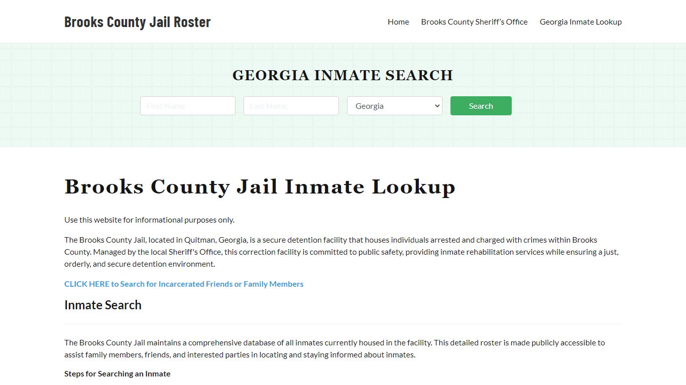 Brooks County Jail Roster Lookup, GA, Inmate Search